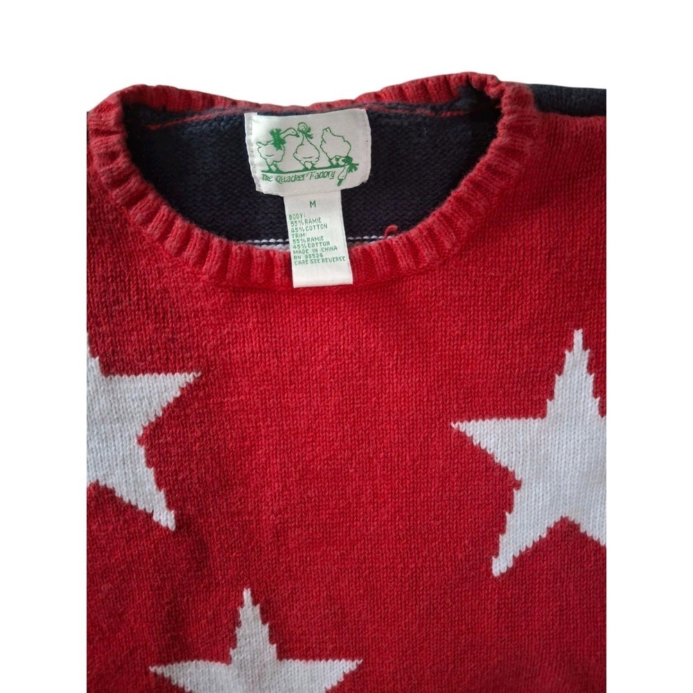 Rare Quacker Factory Stars And Stripes Sweater Patriotic July 4th Medium - Picture 4 of 5